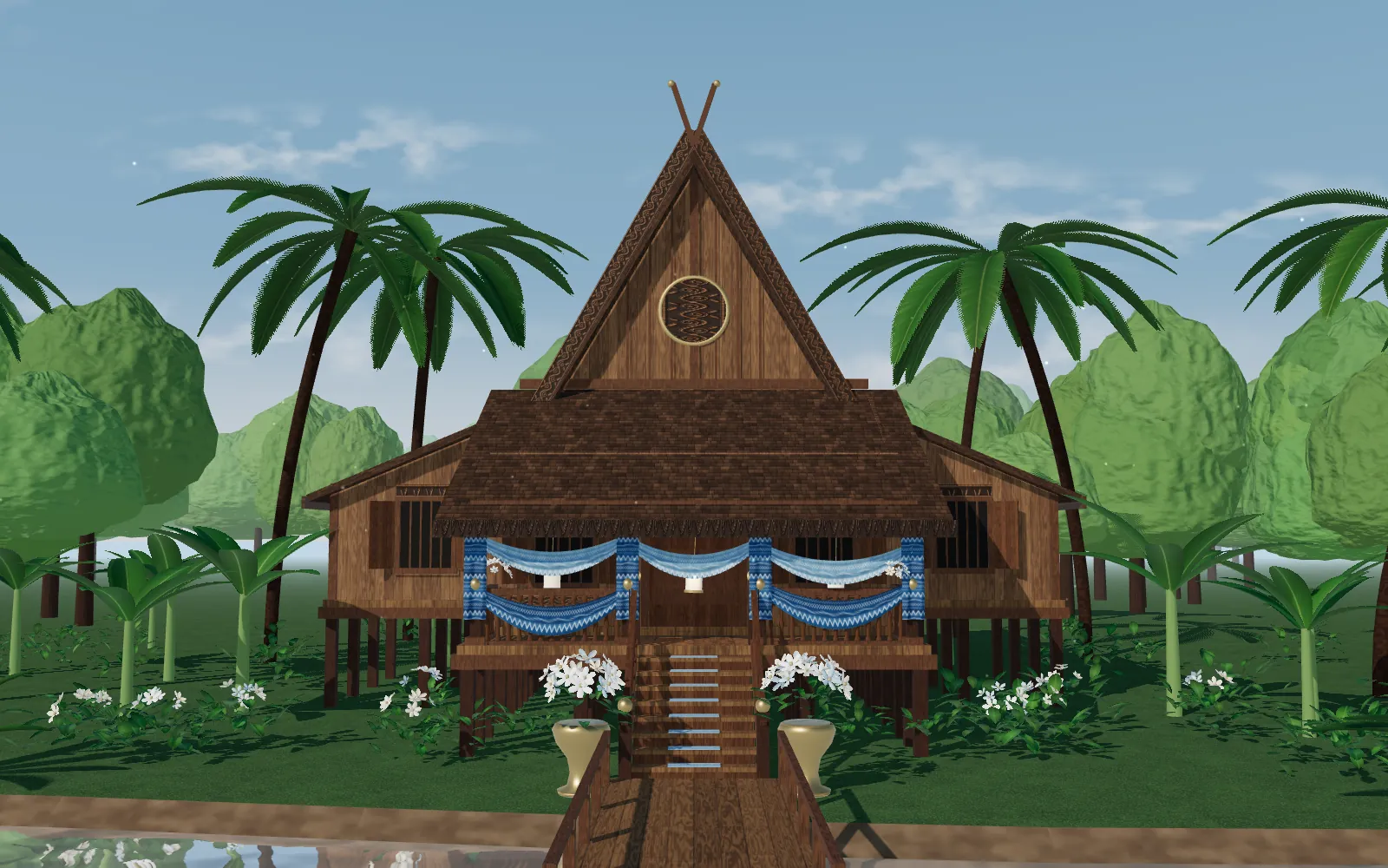 Ilustrasi 3D Rumah Bubungan Tinggi