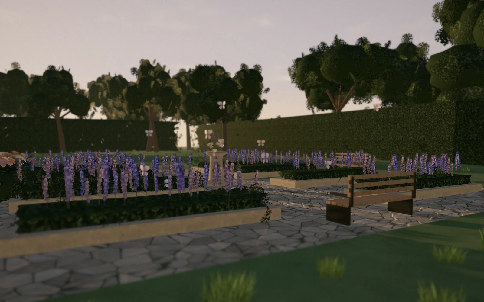 Ilustrasi 3D courtyard lavender