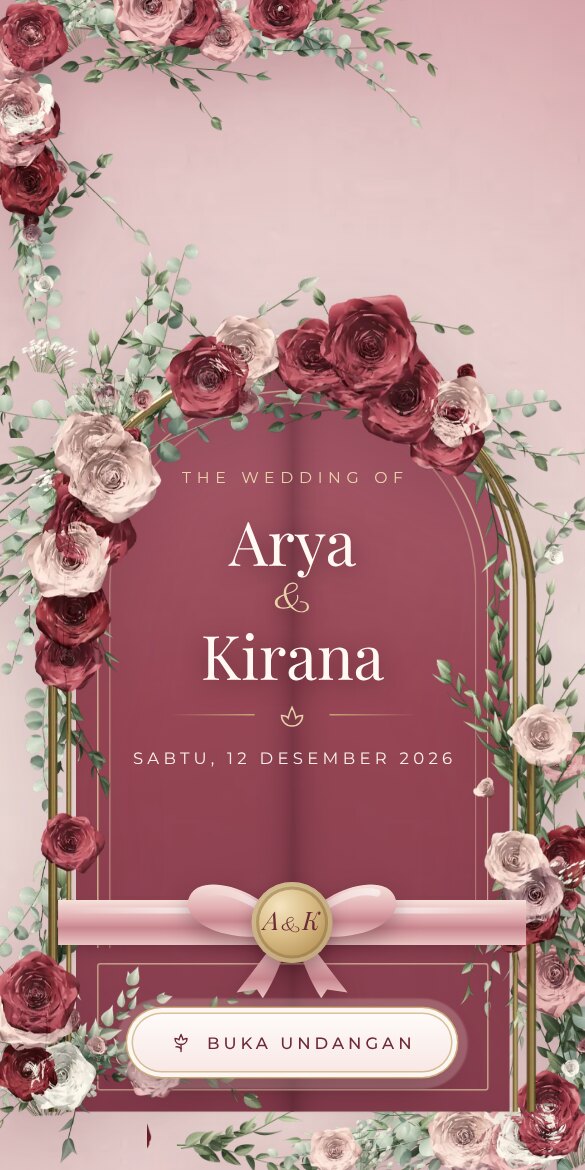 Tangkapan layar tema Maroon Rosé