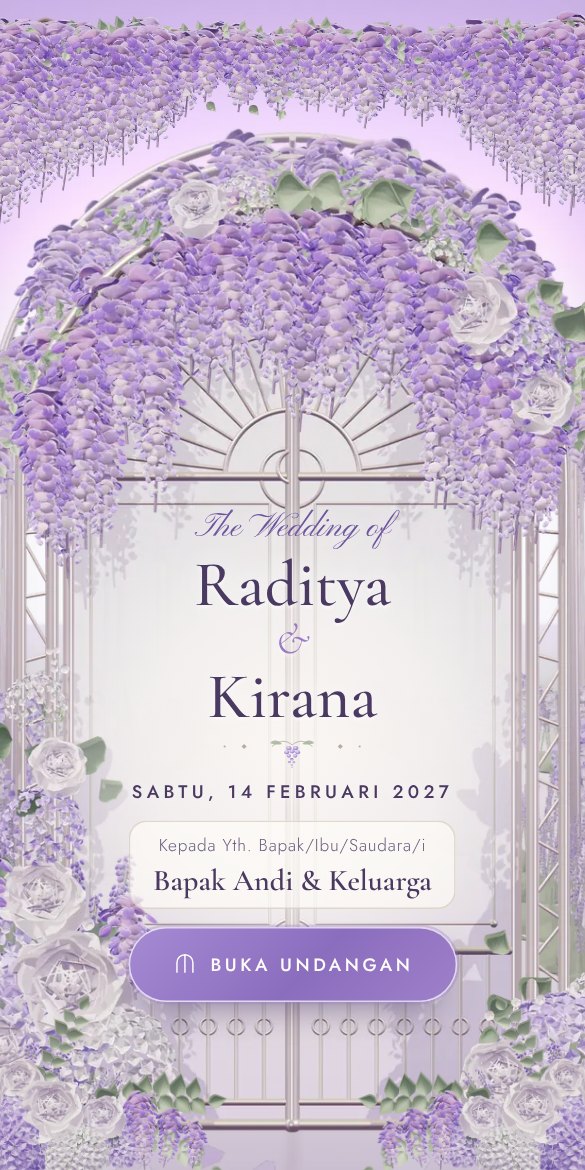 Tangkapan layar tema Wisteria Dream