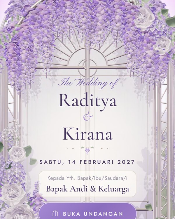 Tangkapan layar tema Wisteria Dream